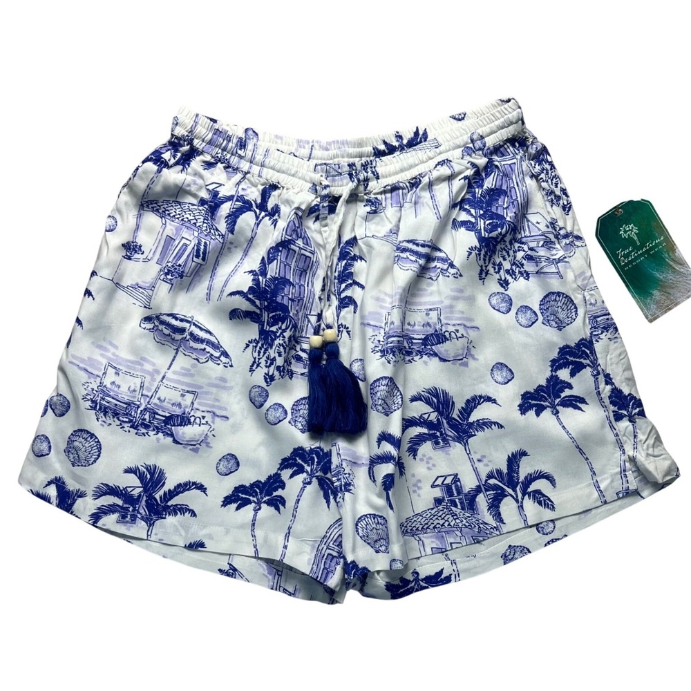 True Destinations Tropical Shorts‎ Size S Palm Tree NWT Shell Beach Resort Wear